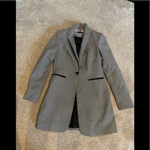 Tommy Hilfiger Black and White Houndstooth Blazer Coat